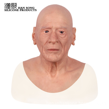 Old man Party Masquerade Props Human Halloween Face Silicone Realistic Full Head Mask